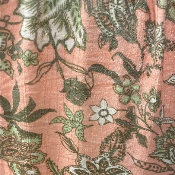 St. John's Bay Orange Floral Patterned Sleeveless Blouse with Tie Front - Picture 7 of 8